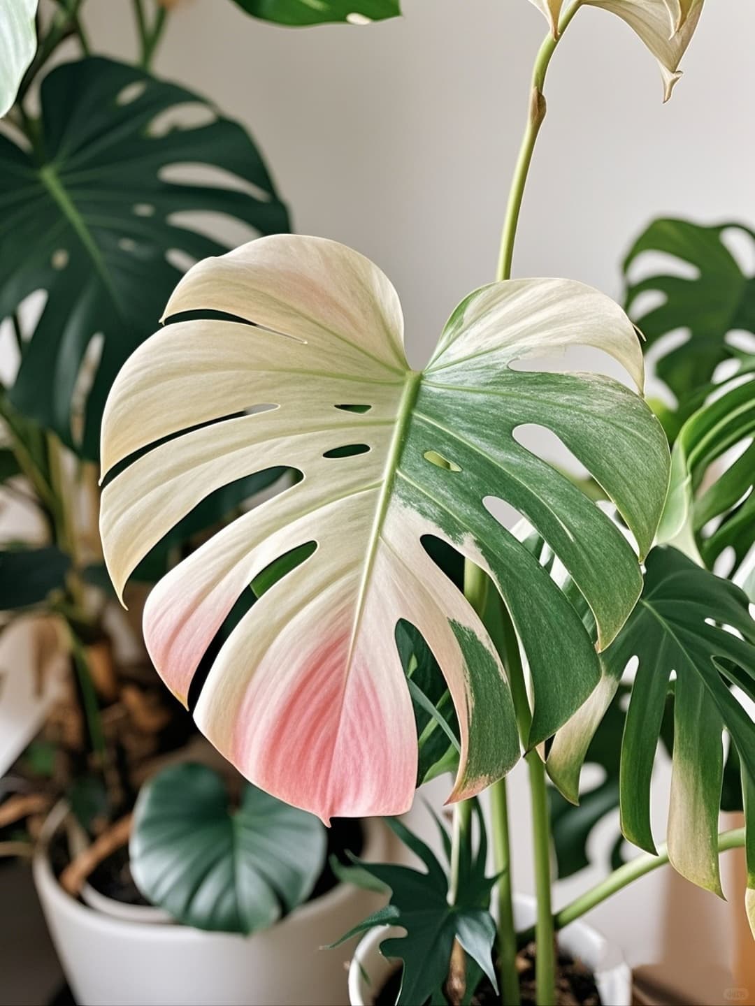 Pink and white gradient Monstera