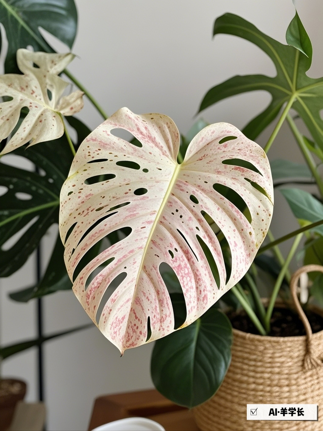 Pink and white gradient Monstera