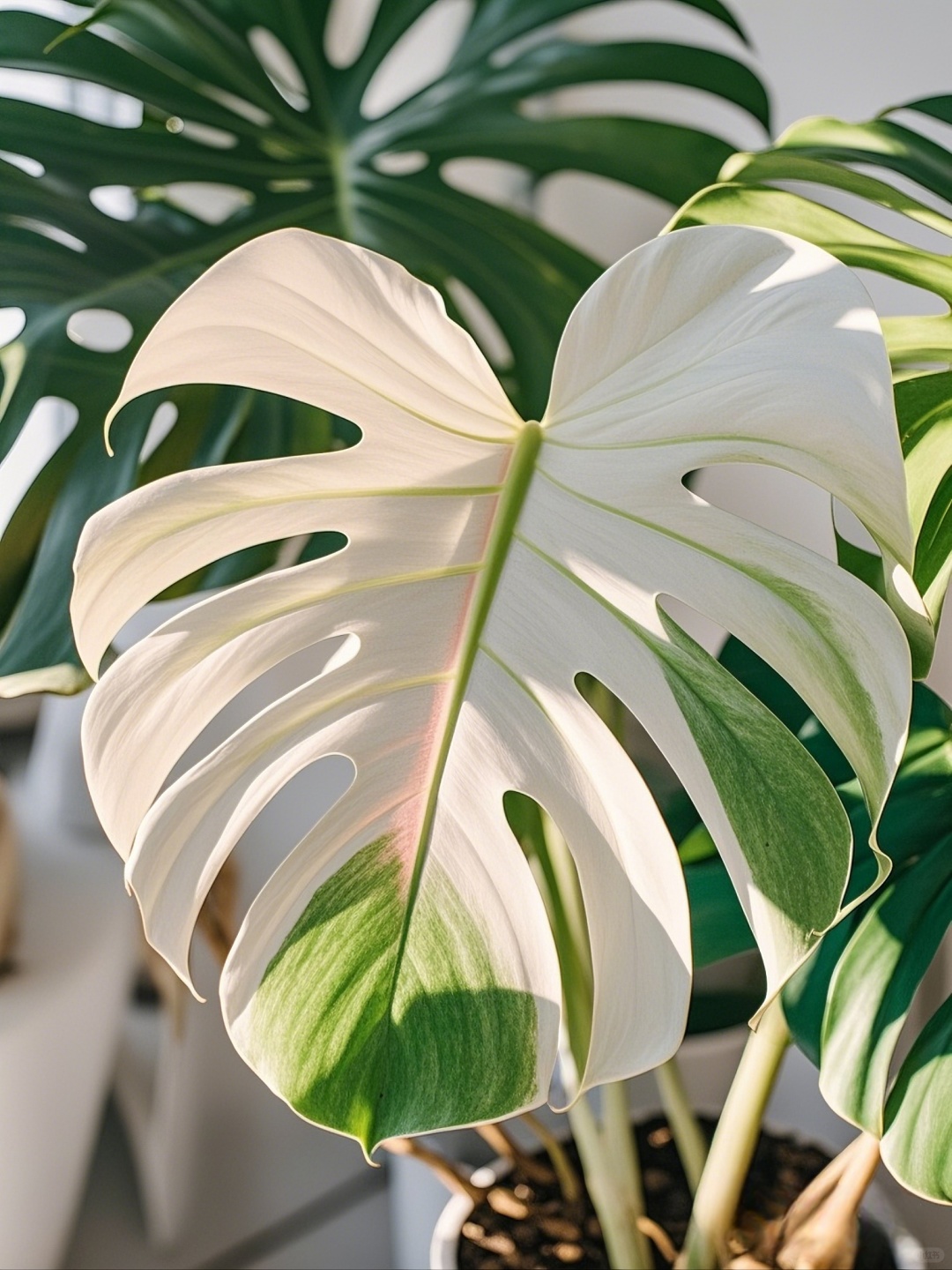 Pink and white gradient Monstera