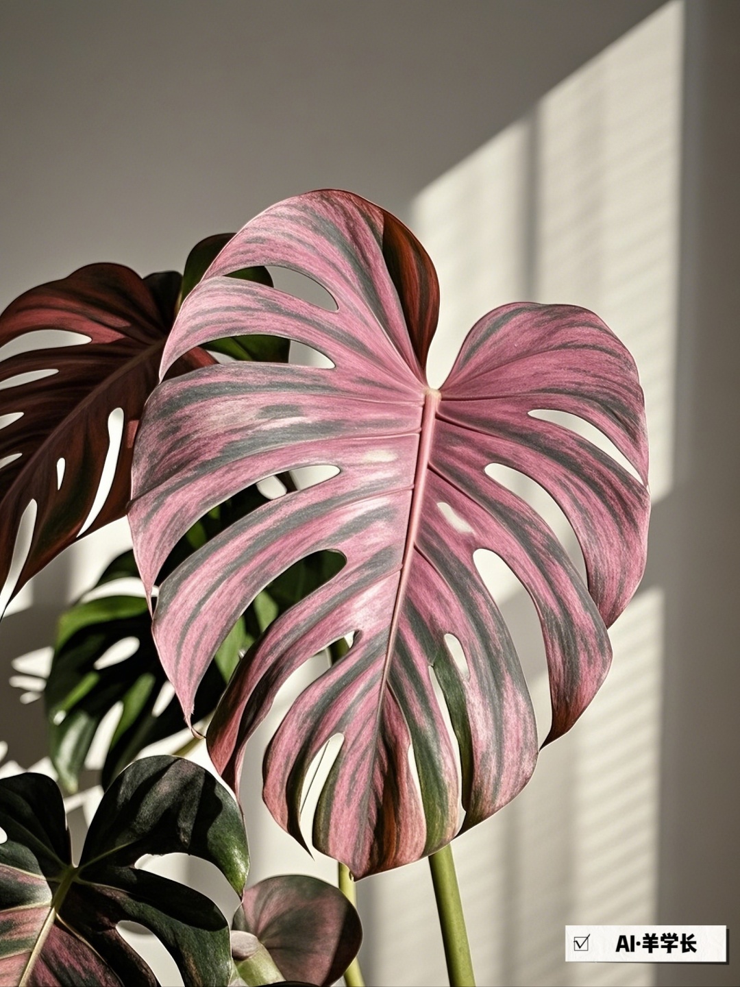 Pink and white gradient Monstera