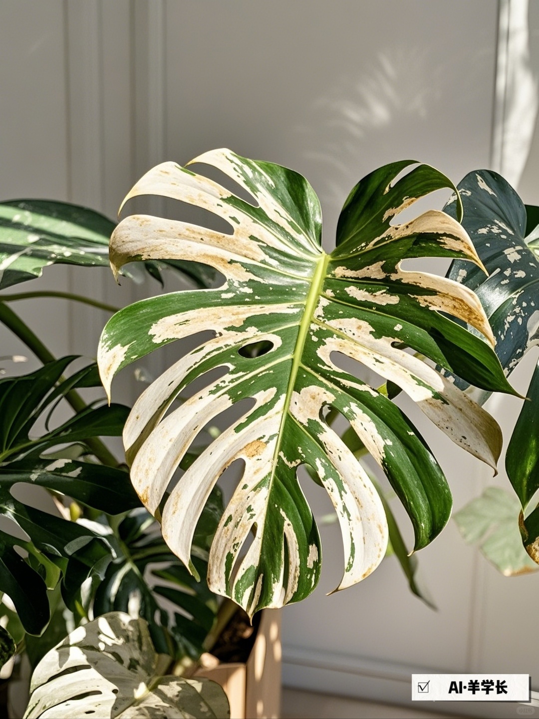 Pink and white gradient Monstera